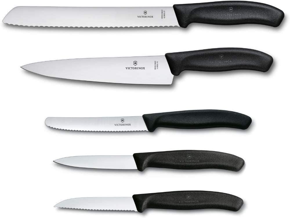 Victorinox - Küchenmesserset, 5 teilig, schwarz, 6.7133.5G