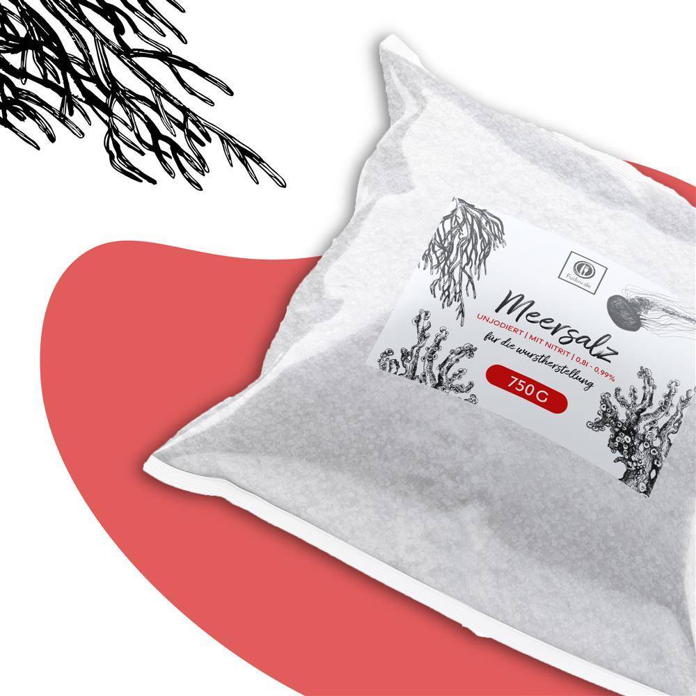 Fuduu.de - Nitritsalz / Pökelsalz mit Meersalz, 0,9%, 750 g Beutel