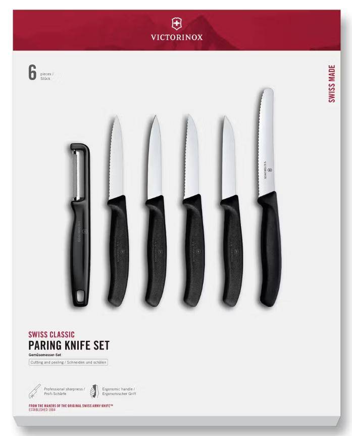 Victorinox - Küchenmesser Set 6-tlg., schwarz, 6.7113.6G