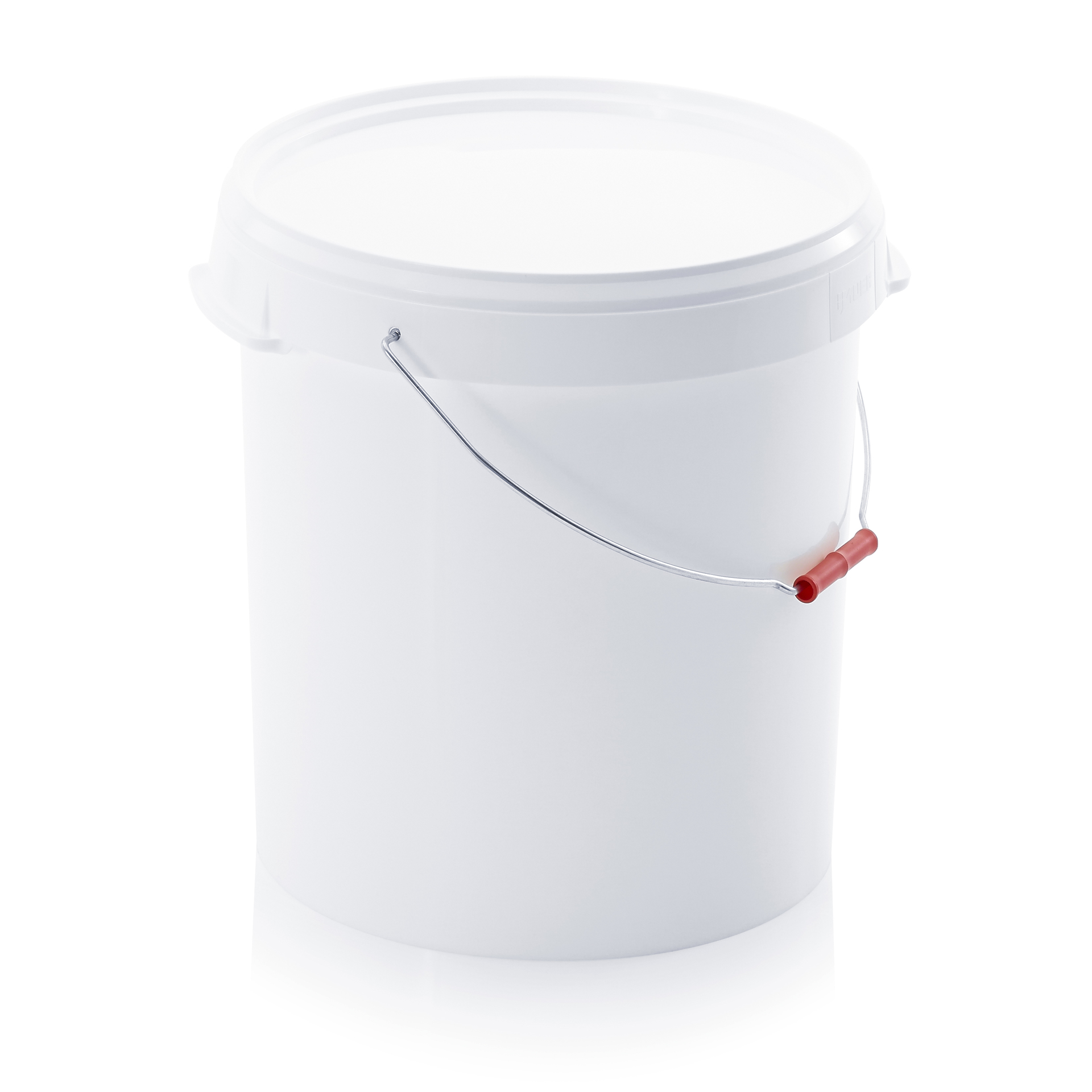 Fuduu.de - Kunststoffeimer mit Deckel, rund, 30 l , weiß, mit Metallbügel