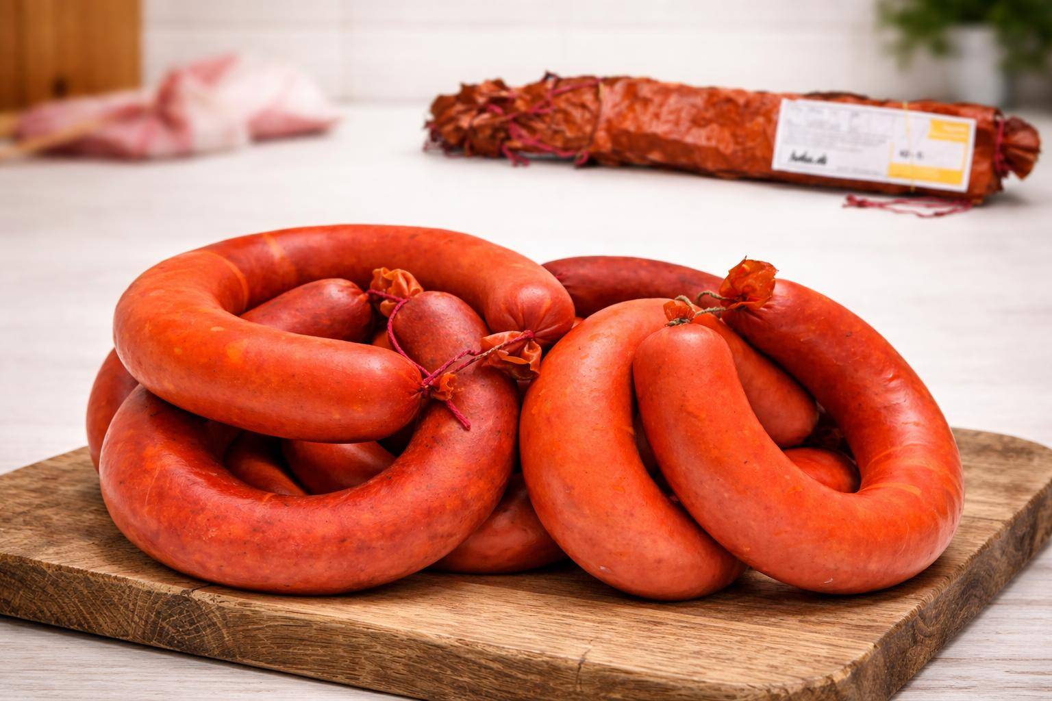 Fuduu.de - Kranzdarm, lachsrot, rot abgebunden, Kaliber 43/50 cm, 1 Bund