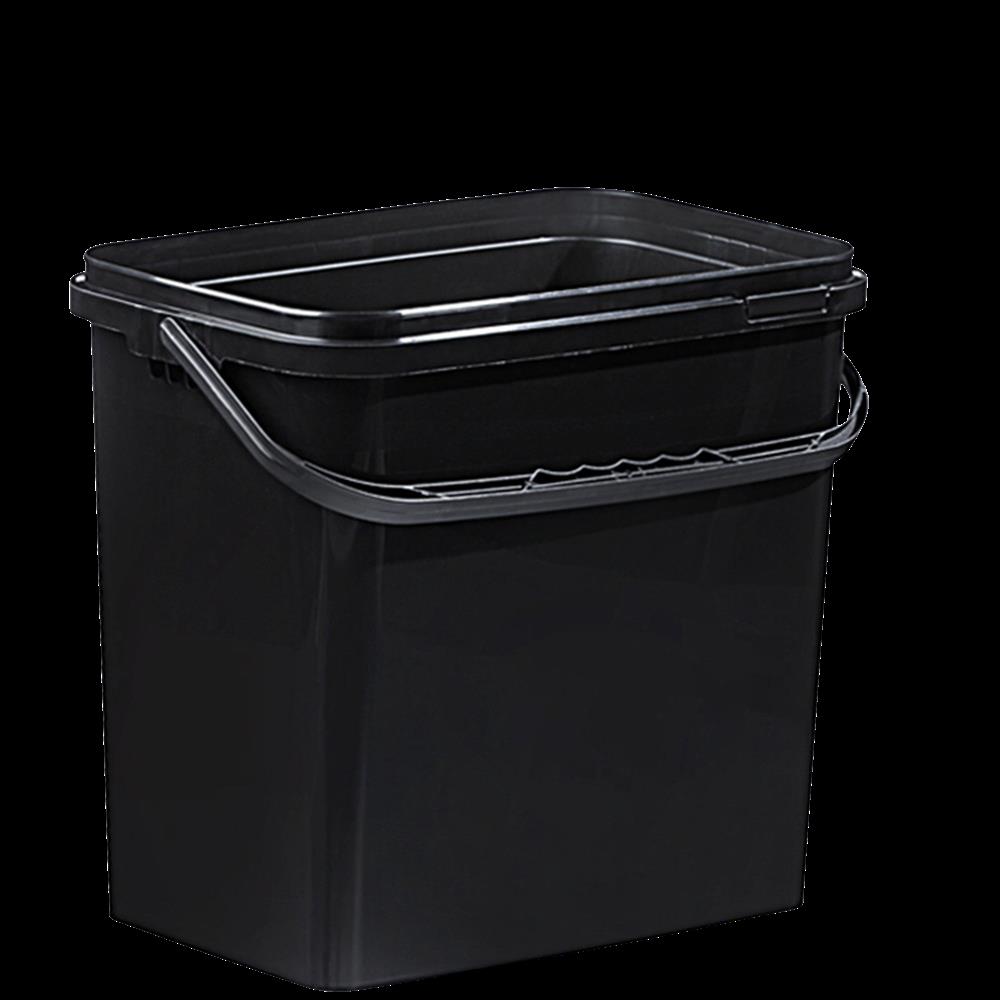 Kunststoff Eimer mit Deckel, 10 Liter, schwarz, rechteckig Kunststoff Eimer mit Deckel, 10 Liter, schwarz, rechteckig