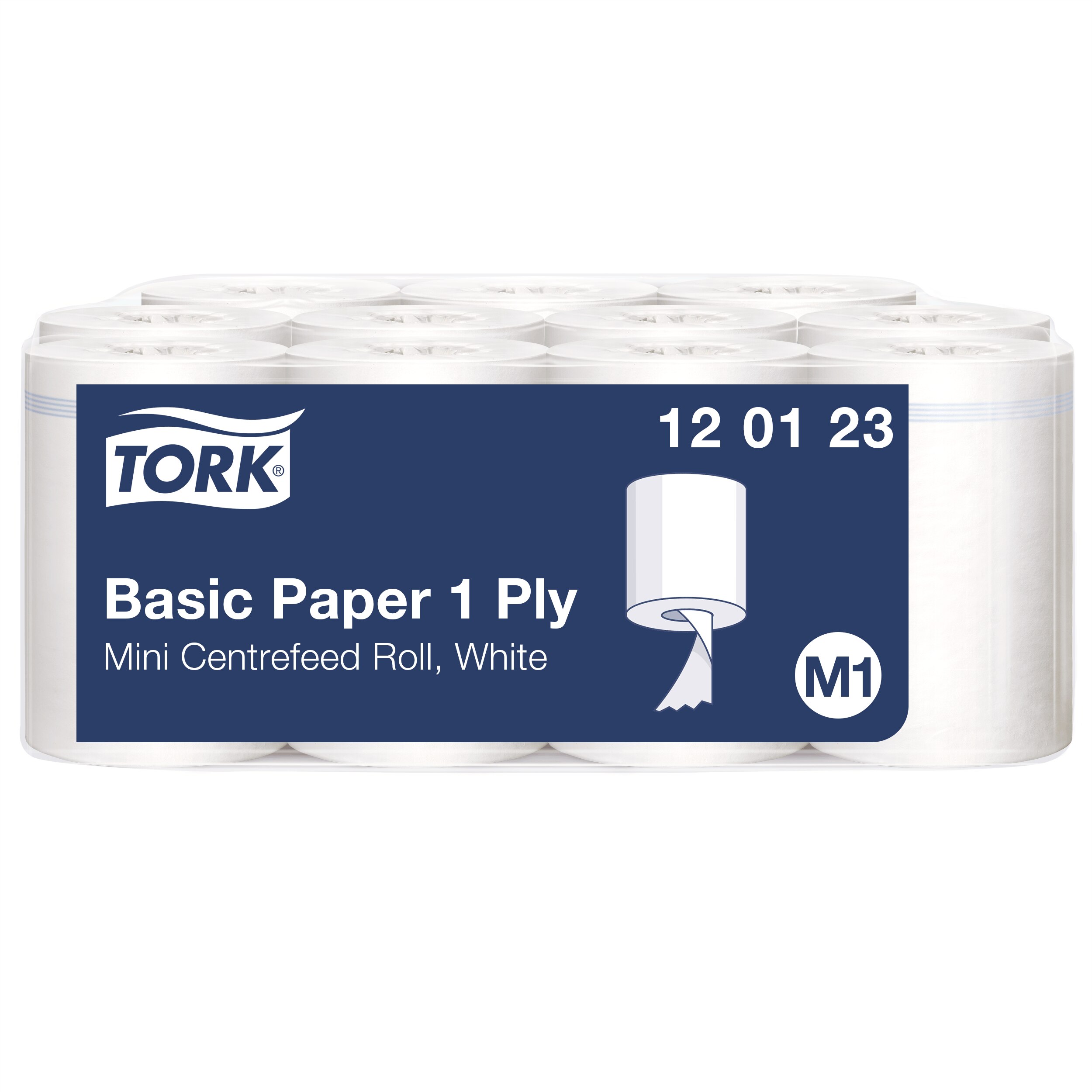 Tork - Standard-Papierwischtücher mit Innenabrollung für M1, weiß, 11 x 120 Meter, 120123