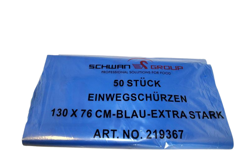 Schwan Group - Einweg-Plastikschürzen, stabil, 50 Sück.130 x 76 cm, 60 my