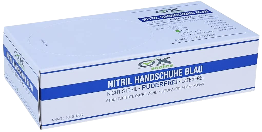 OK ecoline - Nitril Handschuhe, blau, 100 Stück, XL